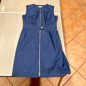 Calvin Klein Denim Front Zip Dress Size 8 no iron!
